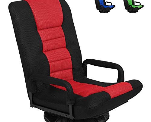 Swivel Gaming Floor Chair with Arms Back Support Adjustable Floor Sofa for Adults Teens Lazy Sofa Lounger Video Game Chair,Red