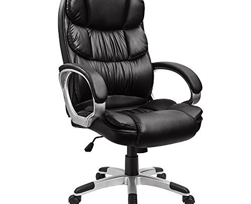 Furmax High Back Office Chair Adjustable Ergonomic Desk Chair with Padded Armrests,Executive PU Leather Swivel Task Chair with Lumbar Support (Black)