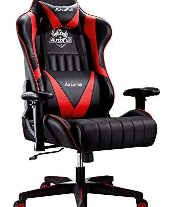 AutoFull Gaming Chair Racing Style Ergonomic High Back Computer Chair with Height Adjustment, Headrest and Lumbar Support E-Sports Swivel Chair，red