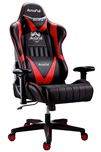 AutoFull Gaming Chair Racing Style Ergonomic High Back Computer Chair with Height Adjustment, Headrest and Lumbar Support E-Sports Swivel Chair，red