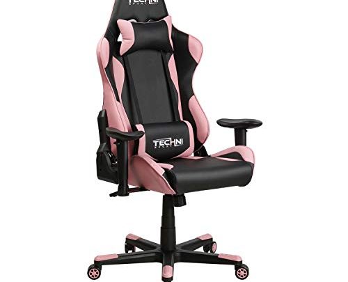 Techni Sport TS-4300 Gaming Chair – Ergonomic High Back Racer Style PC Gaming Chair, Pink – Office Chair – Desk Chair –