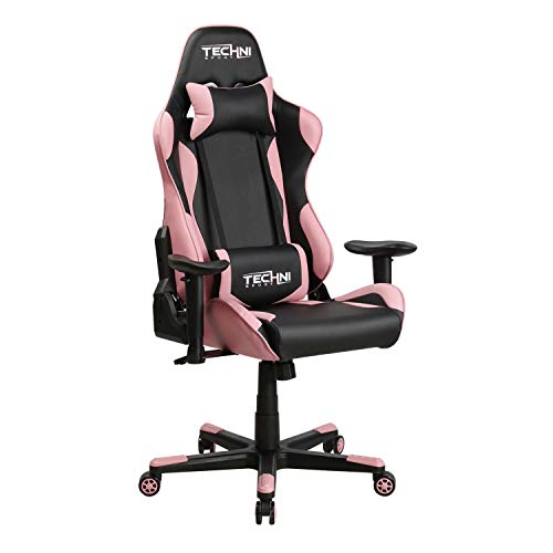 Techni Sport TS-4300 Gaming Chair – Ergonomic High Back Racer Style PC Gaming Chair, Pink – Office Chair – Desk Chair –