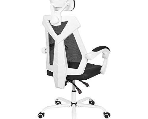 AuAg Home Office Chair Computer Desk Chair High Back mesh Rolling Chair Lumbar Support Ergonomic Adjustable Swivel Gaming Chair -White