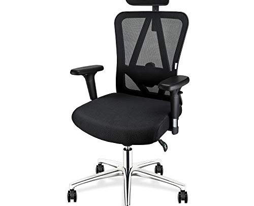 mfavour Ergonomic Mesh Office Chair with Adjustable Headrest, Lumbar Support, 3D Armrests, Heavy Duty Swivel Desk Task Chair with Tilt Function and Lock position,