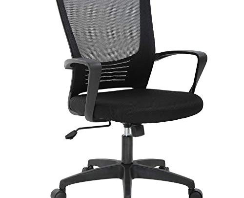 Office Chair Ergonomic Desk Chair Swivel Rolling Computer Chair Executive Lumbar Support Task Mesh Chair Metal Base for Home&Office, Black (Renewed)