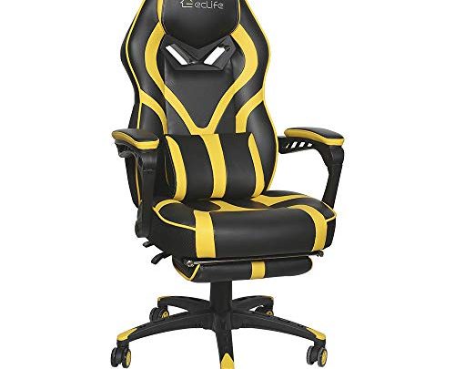 ONG Gaming Chair Ergonomic Backrest Office Chair Desk Chair with Lumbar Pillow and Headrest (ONG-OF-D02, Yellow)
