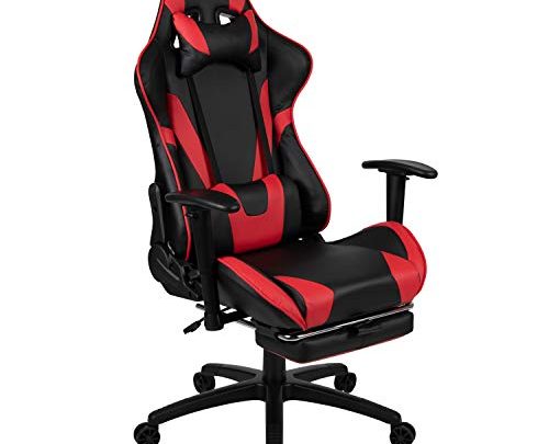 Flash Furniture X30 Gaming Chair Racing Office Ergonomic Computer Chair with Fully Reclining Back and Slide-Out Footrest in Red LeatherSoft