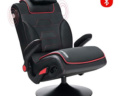 VON Racer Rocking Video Gaming Chair, Foldable and Ergonomic Back Support and Pedestal Base, 2.1 High-Tech Audio Speakers and Subwoofer