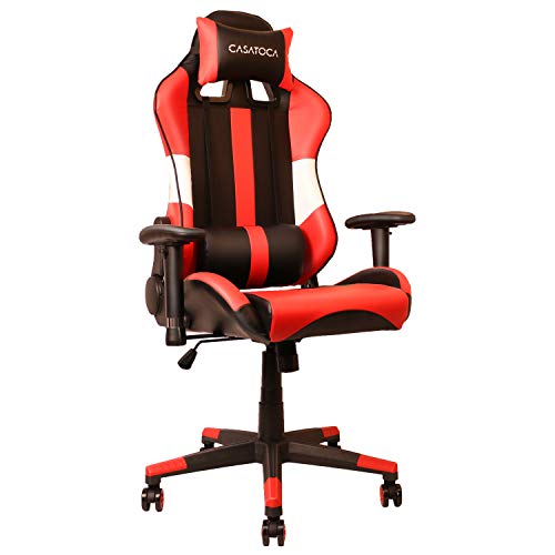 CASATOCA Gaming Chair, Office Chair, Ergonomic Desk Chair with Headrest, Lumbar Support and Footrest, Adjustable Armrests and Seat Height, Synthetic Leather,