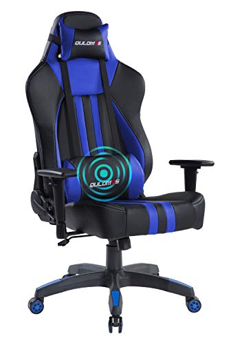 Qulomvs Massage Gaming Chair Ergonomic Computer Gamer Chair High Back 360 Swivel Heavy Duty Video Game Chair for PC Racing Headrest and Lumbar Support (Blue)