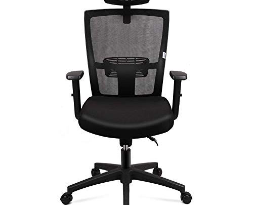 mfavour Office Chair, Ergonomic Mesh Chair with Adjustable Headrest, Armrest and Lumber Support for Home and Office, Tilt Function &