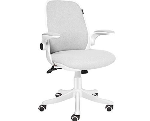 ELECWISH Office Chair Ergonomic Desk Chair Mid Mesh Back Swivel Seat Adjustable Lumbar Support Executive Chair with Flip up Armrests (Creamy White)