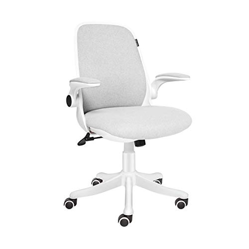 ELECWISH Office Chair Ergonomic Desk Chair Mid Mesh Back Swivel Seat Adjustable Lumbar Support Executive Chair with Flip up Armrests (Creamy White)