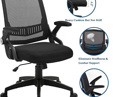 ZLHECTO Office Chairs, Mid-Back Computer Desk Chairs with Ergonomic Back, Swivel Task Chairs with Thick Cushion, Hold up to 300lbs,