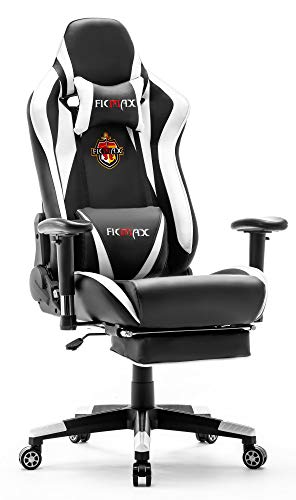 Ficmax Massage Gaming Chair Racing Style Office Chair with Footrest Reclining Computer Chair for Gaming, High Back Pro Gamer Chair for E-sport,