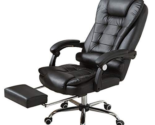Jinshuyi PC Gaming Chair high-Back Office Chair with Lumbar Support Flip Up Arms Headrest PU Leather Executive High Back Chair Swivel Casters Retractable Footrest