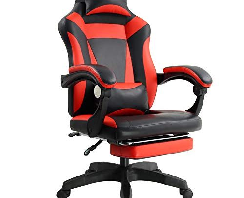 KKTONER Ergonomic Gaming Chair for E-Sport Racing Computer Swivel Height Adjustable with Armrest High Back Headrest and Lumbar Support (red)