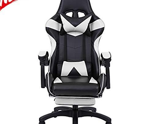 Computer Gaming Chairs, Lazy Ergonomic Adjustable Leather Office Chair & Comfortable Gaming Chair for Home Office, Computer Desk Gaming Chair with Heavy Duty Metal Base