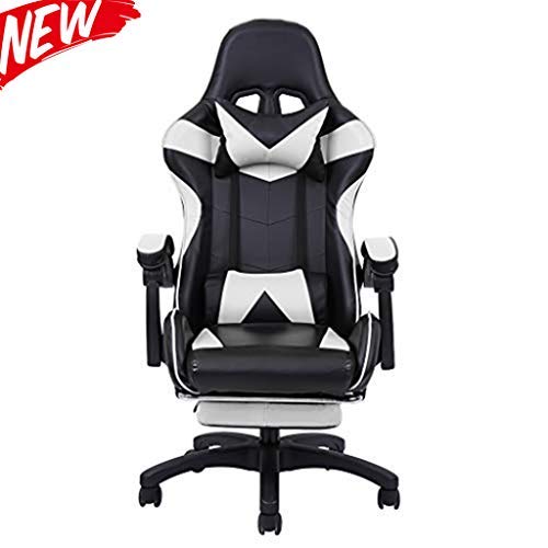 Computer Gaming Chairs, Lazy Ergonomic Adjustable Leather Office Chair & Comfortable Gaming Chair for Home Office, Computer Desk Gaming Chair with Heavy Duty Metal Base