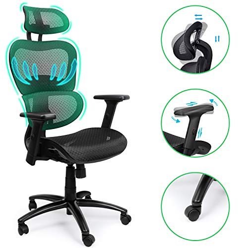 Komene Ergonomic Office Chair, Adjustable Headrest 3D Armrests Seat Height Comfortable Desk Chair Lumbar Support Chair,Computer Chair,Executive Chair