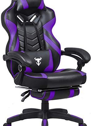 Purple Gaming Chair for Adults, Big and Tall Computer Gaming Chair, Gaming Chair with Massage, Ergonomic Gaming Chair with Footrest,