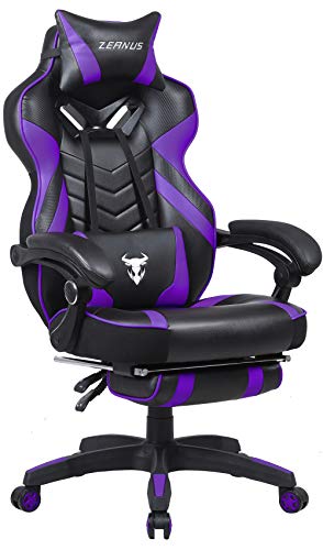 Purple Gaming Chair for Adults, Big and Tall Computer Gaming Chair, Gaming Chair with Massage, Ergonomic Gaming Chair with Footrest,