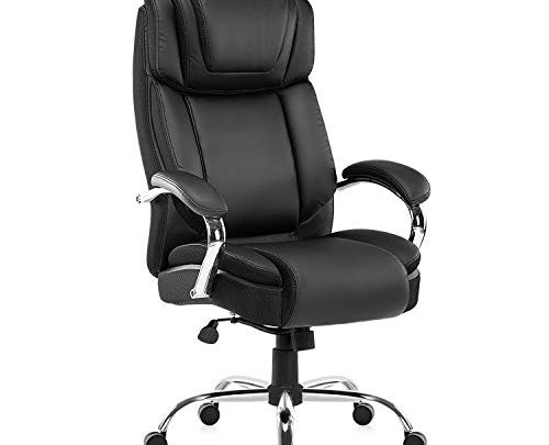 YAMASORO Office Chair Big and Tall 400lbs Ergonomic Computer Desk Chair with Lumbar Support Wide Seat Adjust Arms Rolling Swivel High Back Task Leather Executive Chair for Women Men,Black