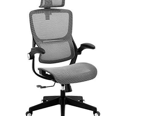 Office Chair Ergonomic Desk Chair High Back Mesh Computer Task Chair Swivel Stool Rolling Home Office Chair with Flip up Arms Adjustable Lumbar Support Headrest 300lb