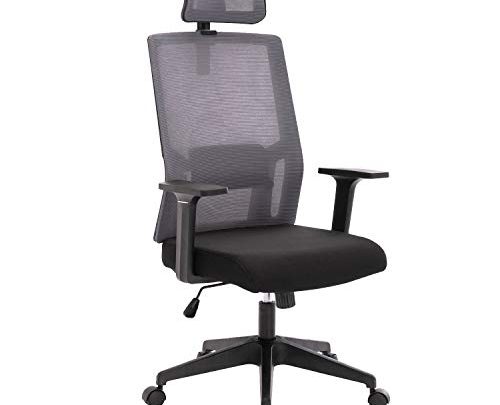 HESF Office Chair Ergonomic Computer Desk Chair Rotatable Computer Mesh Chair with Headrest, Wheels, Arms and Waist Support (High Back Grey)