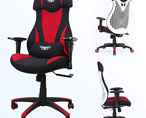 Computer Chair with Lumbar Support Pillow Stylish Gaming Desk Tilt Function Ergonomic Desk Chair Student-Seat (red)