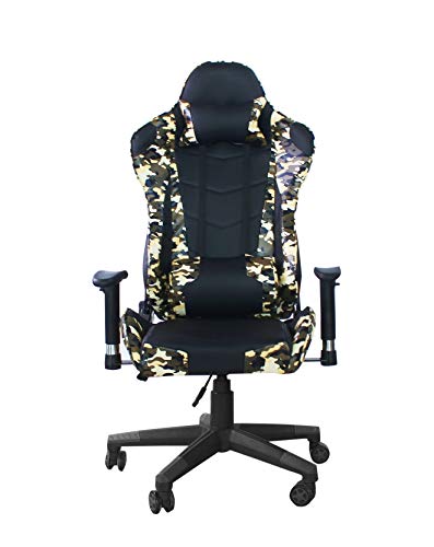 Gaming Chair Racing Office Computer Game Chair Ergonomic Backrest and Seat Height Adjustment Recliner Swivel Rocker with Headrest and Lumbar Pillow E-Sports Chair Camouflage Pattern(Camouflage)