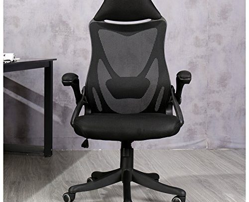 Veigar Office Chair Desk Chair Computer Mesh Chair with Lumbar Support and Flip-up Arms Mesh Ergonomic Office Task Desk Chair Swivel Executive Computer Office Chair Adjustable Height