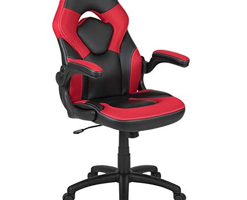 Flash Furniture X10 Gaming Chair Racing Office Ergonomic Computer PC Adjustable Swivel Chair with Flip-up Arms, Red/Black LeatherSoft