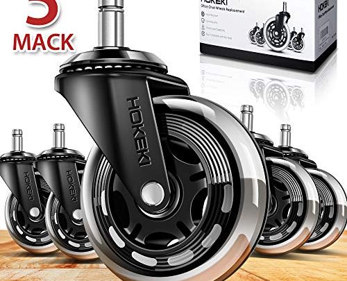 HOKEKI Office Chair Wheels, Heavy Duty Casters Set of 4 +1, Caster Wheels 3 Inch Fit for Most Desk Chair,