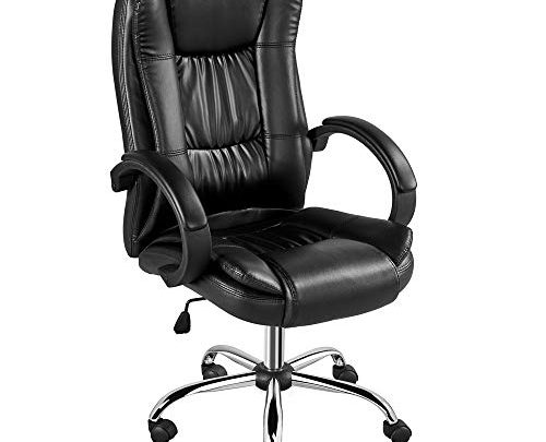 Yaheetech High-Back Bonded Leather Office Desk Chair Ergonomic Swivel Conference Chair Rolling Task Chair Height Adjustable with Lumbar Support