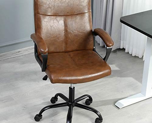 Managerial Chair Office Chair with Armrests Ergonomic Desk Chair PU Leather Executive Chair Adjustable Height and tilt Angle 360 Swivel Chair Vintage Brown