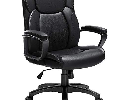 LEMBERI Mid Back Leather Executive Computer Desk Chair Swivel Office Chair with Armrests,Comfort and Ergonomic Design for Lumbar Support (Mid Back,