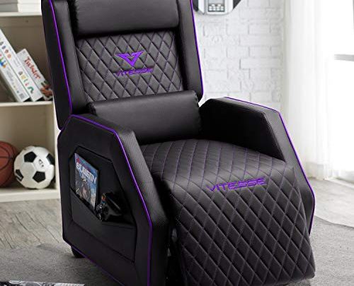 VIT Gaming Recliner Chair Racing Style Single PU Leather Sofa Modern Living Room Recliners Ergonomic Comfortable Home Theater Seating (Purple)