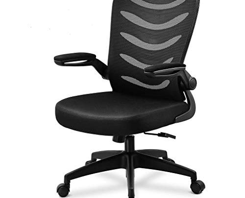 Office Chair Ergonomic Desk Chair Mesh Computer Chair with Flip Up Arms Lumbar Support Adjustable Swivel Mid Back for Back Pain,