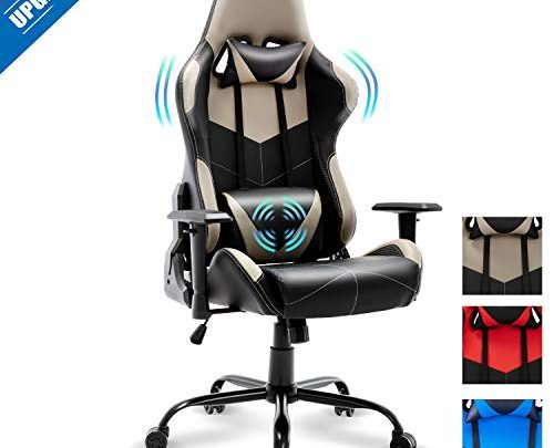 FERGHANA Upgrade Massage Gaming Chair,Ergonomic Office Chair,Computer Chair with Adjustable Recliner,Height and Armrest,with Headrest and Massage Lumbar Support(Nardo Gray)