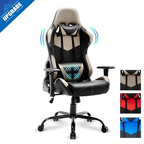 FERGHANA Upgrade Massage Gaming Chair,Ergonomic Office Chair,Computer Chair with Adjustable Recliner,Height and Armrest,with Headrest and Massage Lumbar Support(Nardo Gray)