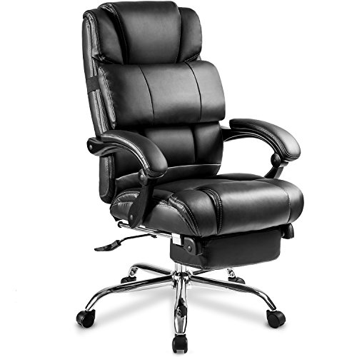 Merax Portland Technical Leather Big & Tall Executive Recliner Napping – Black