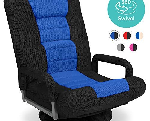 Best Choice Products Multipurpose 360-Degree Swivel Gaming Floor Chair for TV, Reading, Playing w/Lumbar Support, Armrest Handles, Foldable Adjustable Backrest,