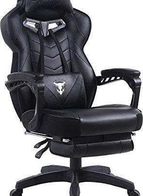 Ergonomic Gaming Chair with Massage, Computer Gaming Chair for Adults, High Back Home Office Chair, Video Gaming Chair with Footrest,