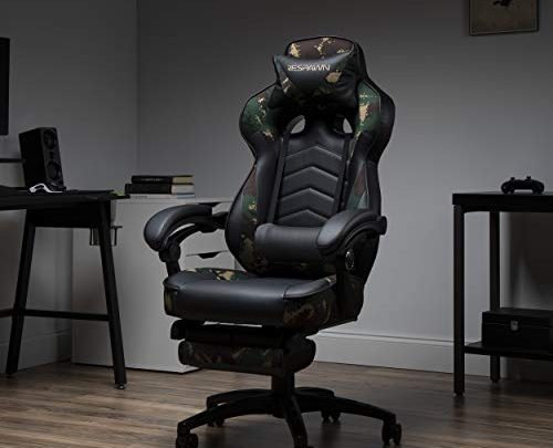 RESPAWN RSP-110 110 Racing Style Gaming, Reclining Ergonomic Leather Chair with Footrest, in Forest Camo (RSP-110-FST)