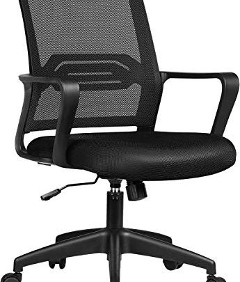 ComHoma Office Chair Ergonomic Desk Chair Mesh Computer Chair Mid Back Mesh Home Office Swivel Chair, Modern Executive Chair with Armrests Lumbar Support(Black),