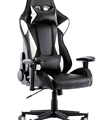 High-Back Swivel Gaming Chair PU Leather Racing Chair, Recliner Home Office Desk Chair with Headrest Lumbar Pillow Ergonomic Backrest Task Chair Executive Seat for Gaming,
