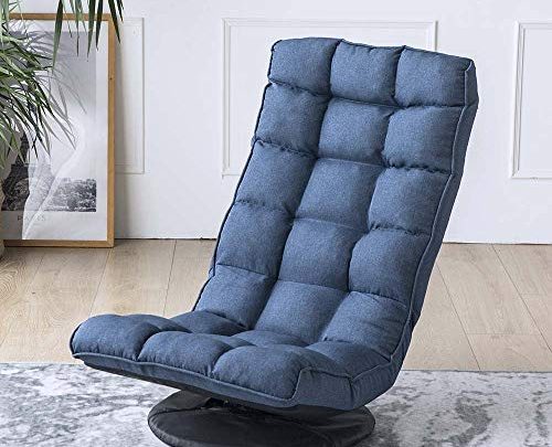 OKAKOPA Floor Gaming Chair, Swivel Video Gaming Chair 5- Position Adjustable Angle Lazy Sofa Folding Floor Chair Living Room Chair for Adults and Teens Blue