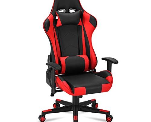 YOLENY Gaming Chair Computer Game Chair Office Chair Ergonomic High Back PC Desk Chair Height Adjustment Swivel Rocker with Headrest and Lumbar Support Lumbar Pillow,Red