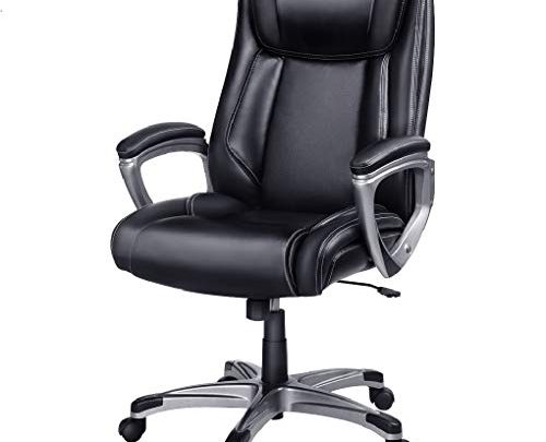 Office Chair Ergonomic Desk Chair, Leather-Padded, Swivel, Adjustable Computer Chair with Armrest Black